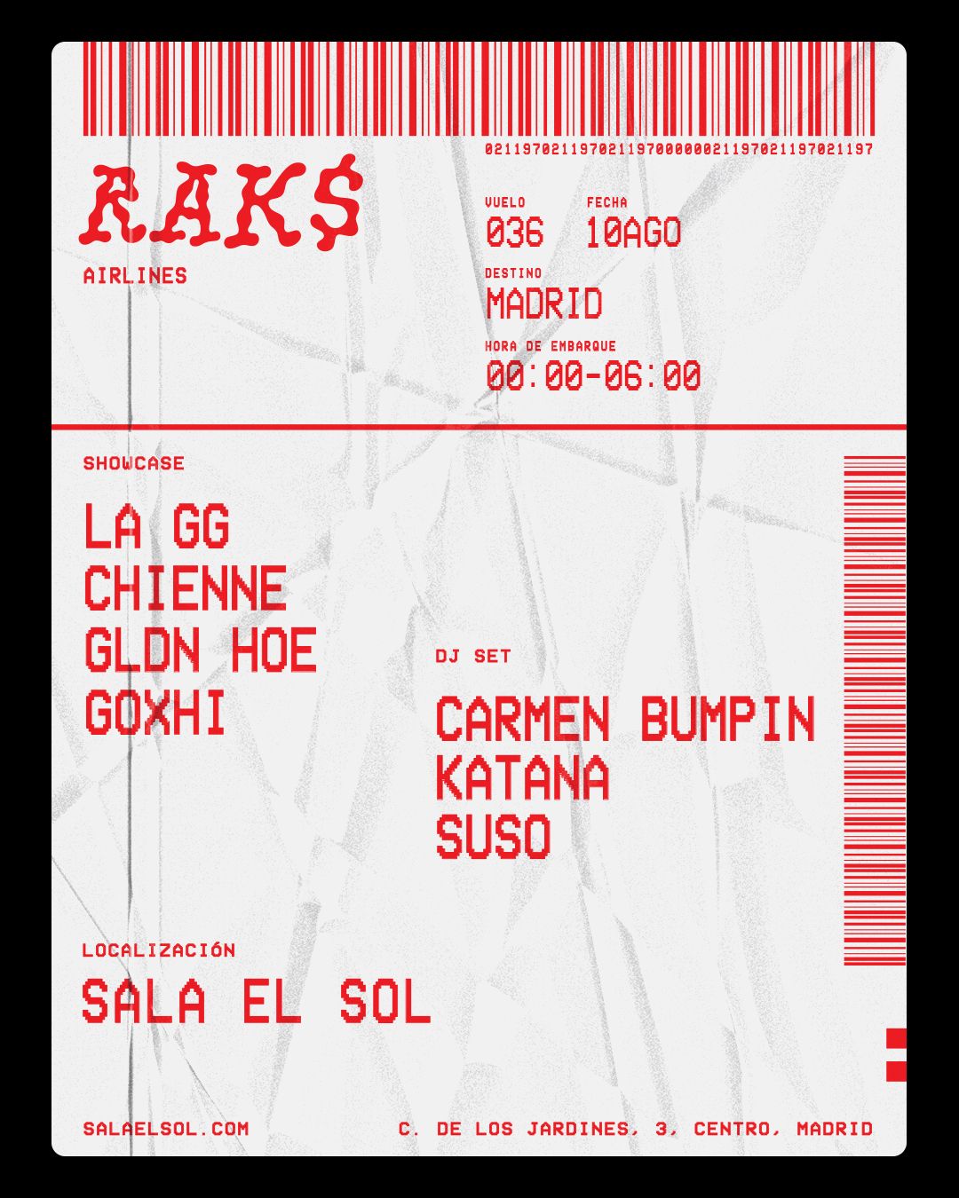 Raks Club:  Showcases: La GG + Chienne + Gldn Hoe + Goxhi DJ Sets: Carmen Bumpin + Katana + Suso